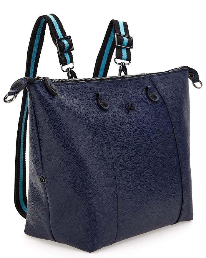 Gabs Backpack Transformable Hobo Shopper Tote Leather Satchel Blue 7