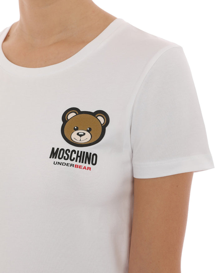 Moschino Underbear Logo Stretch Jersey Cotone Bianco 4