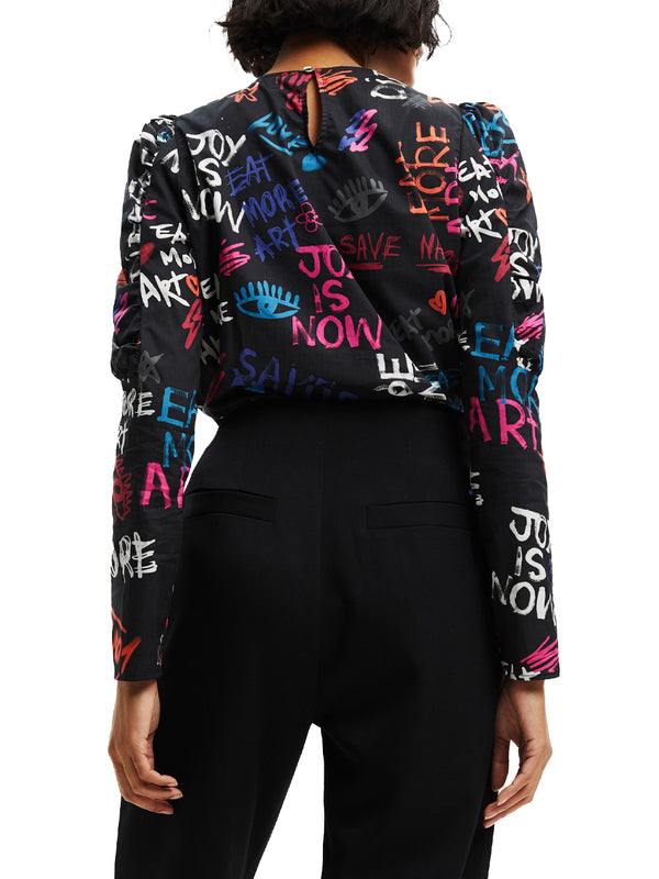 Desigual Blouse Graphic Shirt Black Women-2