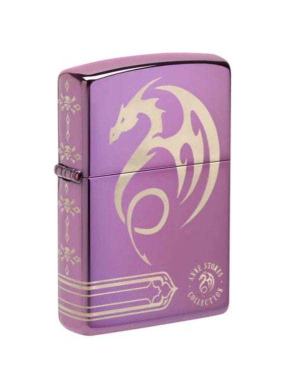 Zippo Windproof Refillable Made In Usa Dragon Dragon Purple Unisex