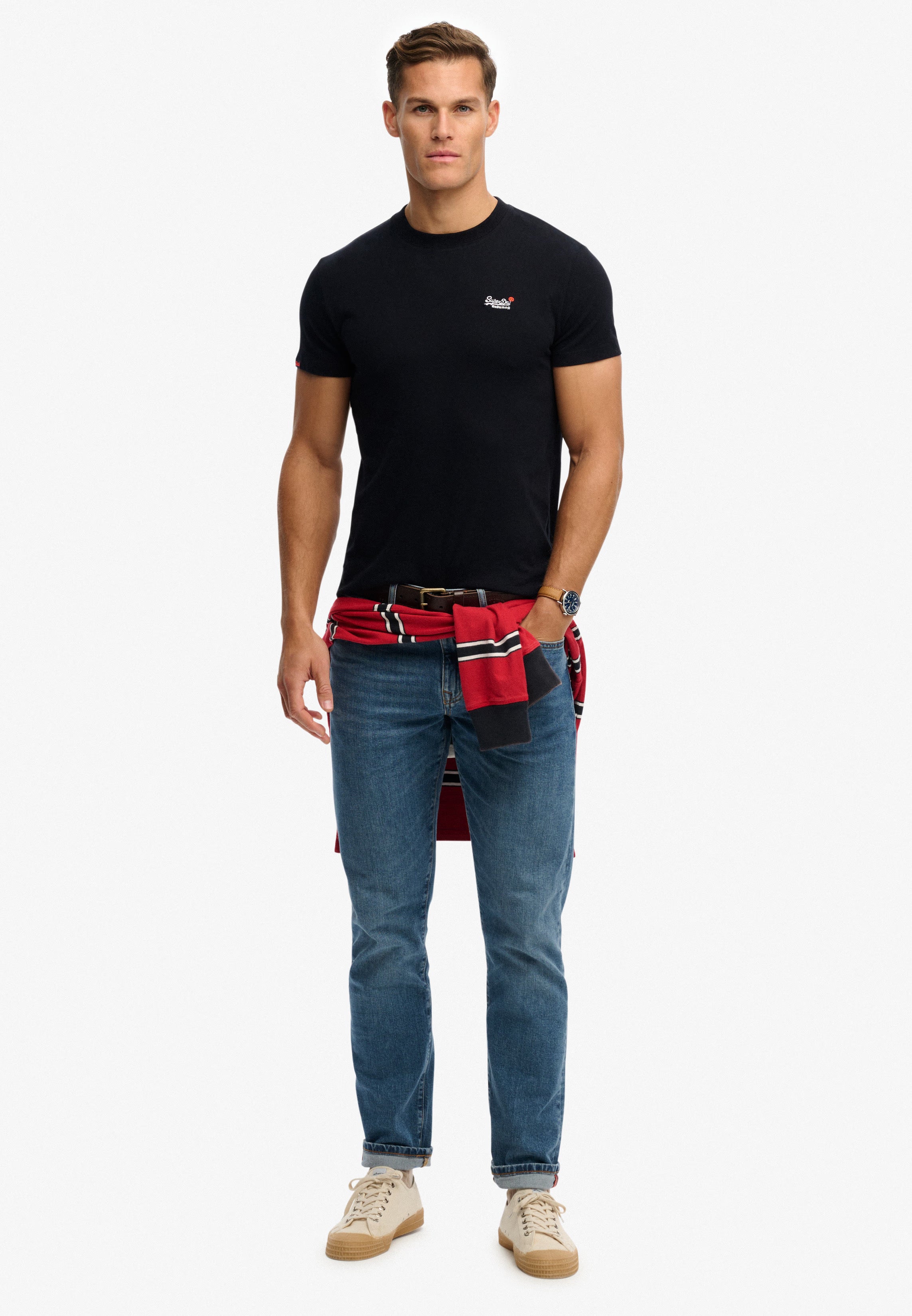 Superdry T-shirt Uomo Logo cotone manica corta nero