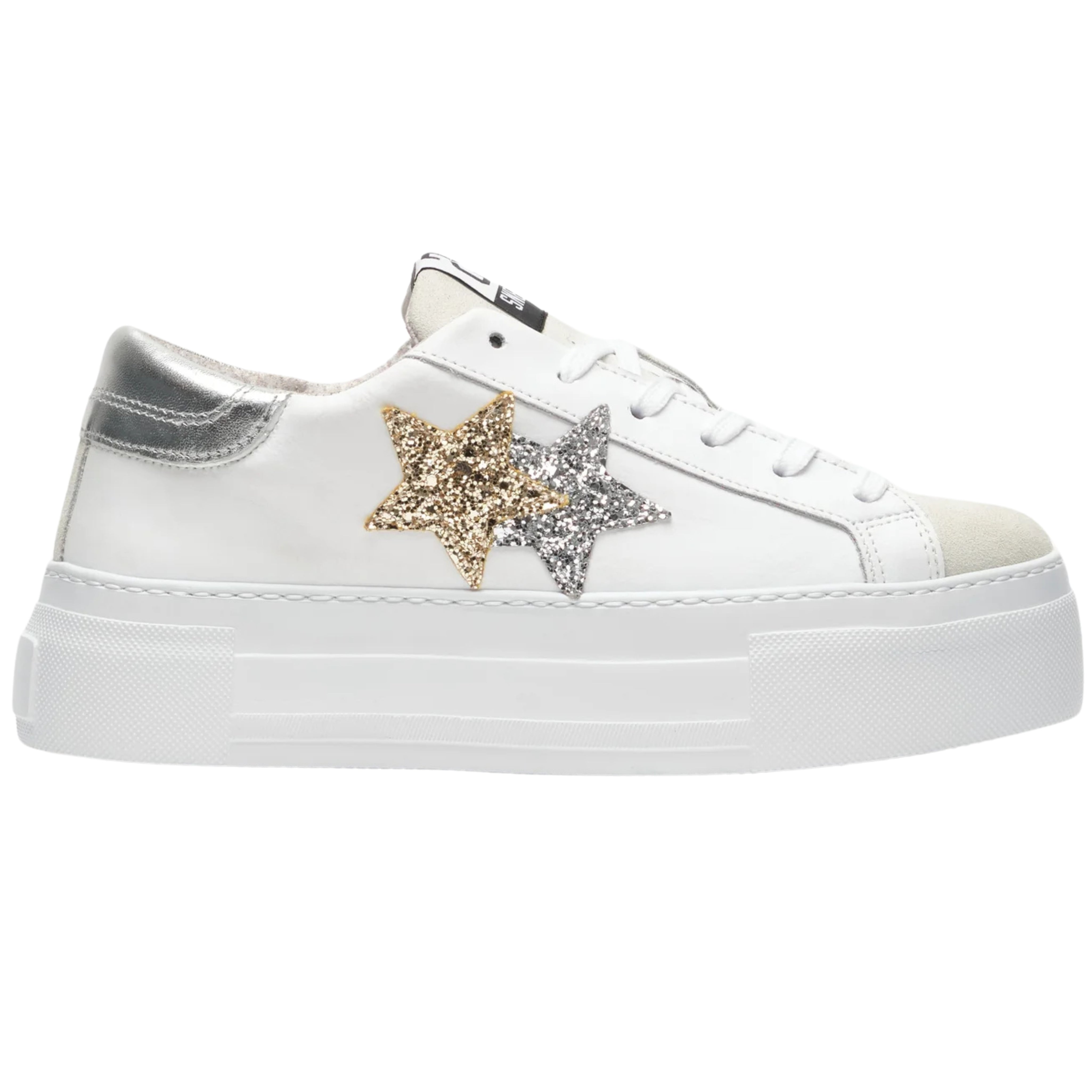 2Star Sneakers Donna Platform Star con Tomaia in Pelle Effetto Used