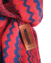 Missoni Stole Geometric Pattern Wool Blend Red