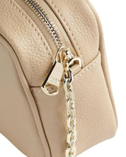 Patrizia Pepe Small Shoulder Bag with Gold Chain in White Leather