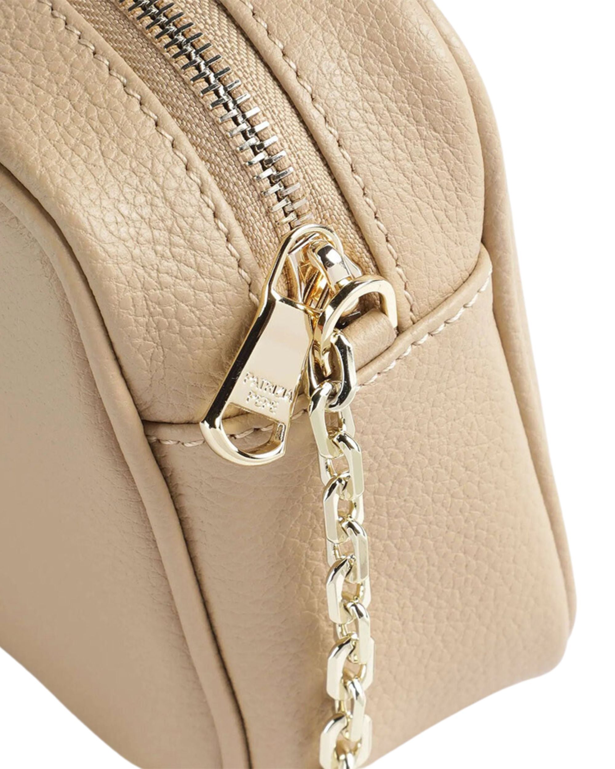 Patrizia Pepe Small Shoulder Bag with Gold Chain in White Leather