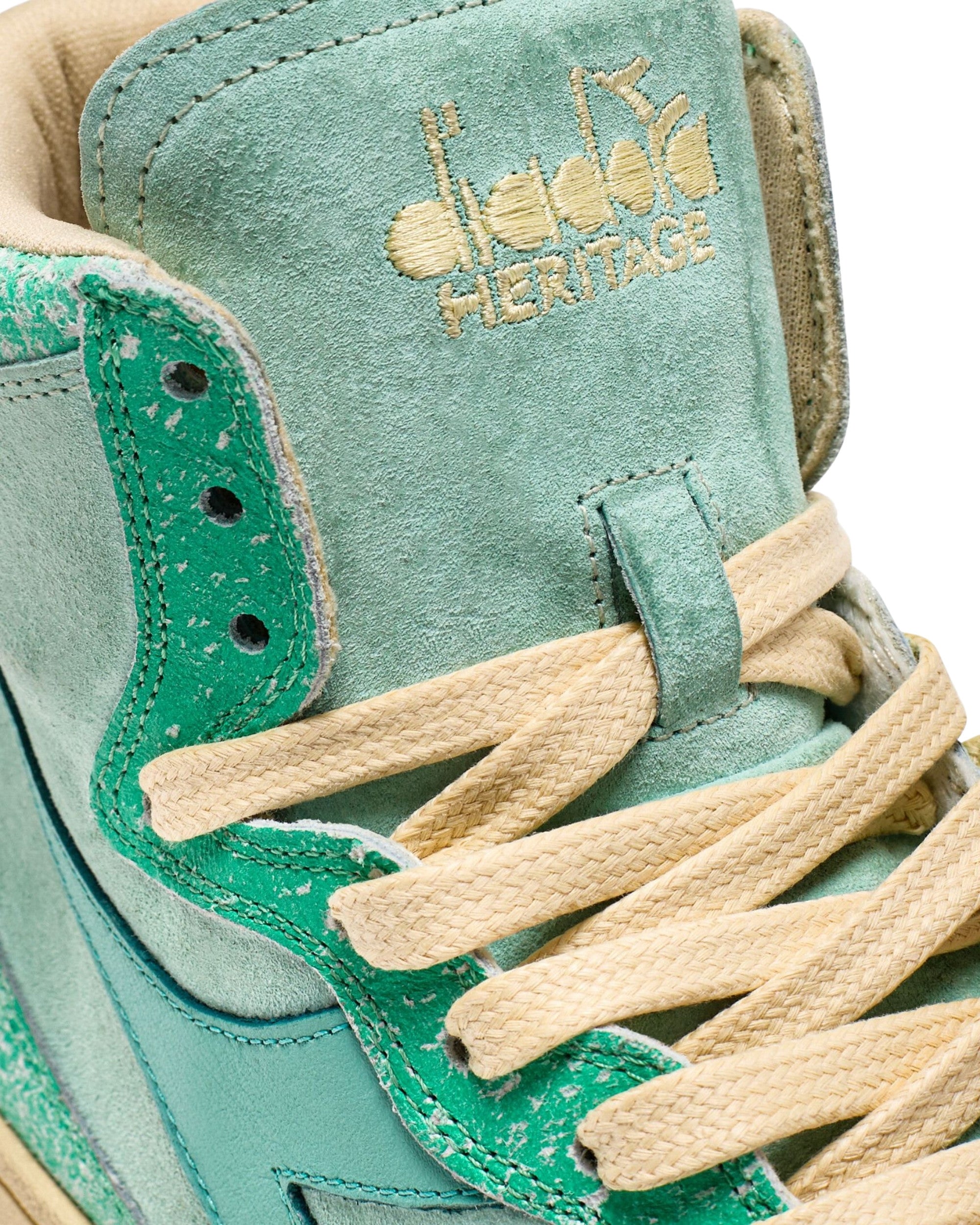 Diadora Heritage Sneakers MI Basket High in Pelle Effetto Used Verde
