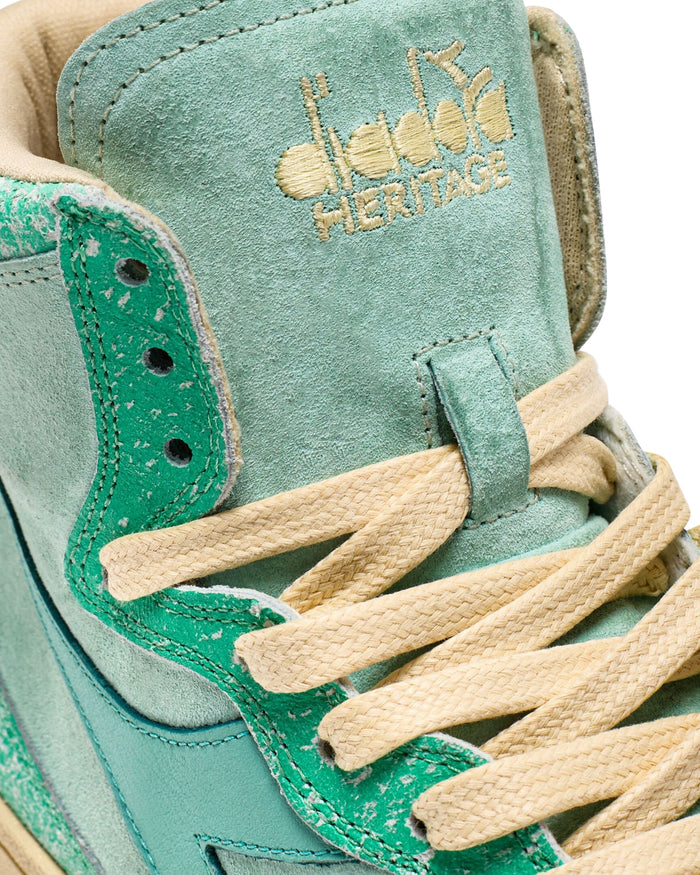 Diadora Heritage Sneakers MI Basket High in Used Effect Leather Green 5