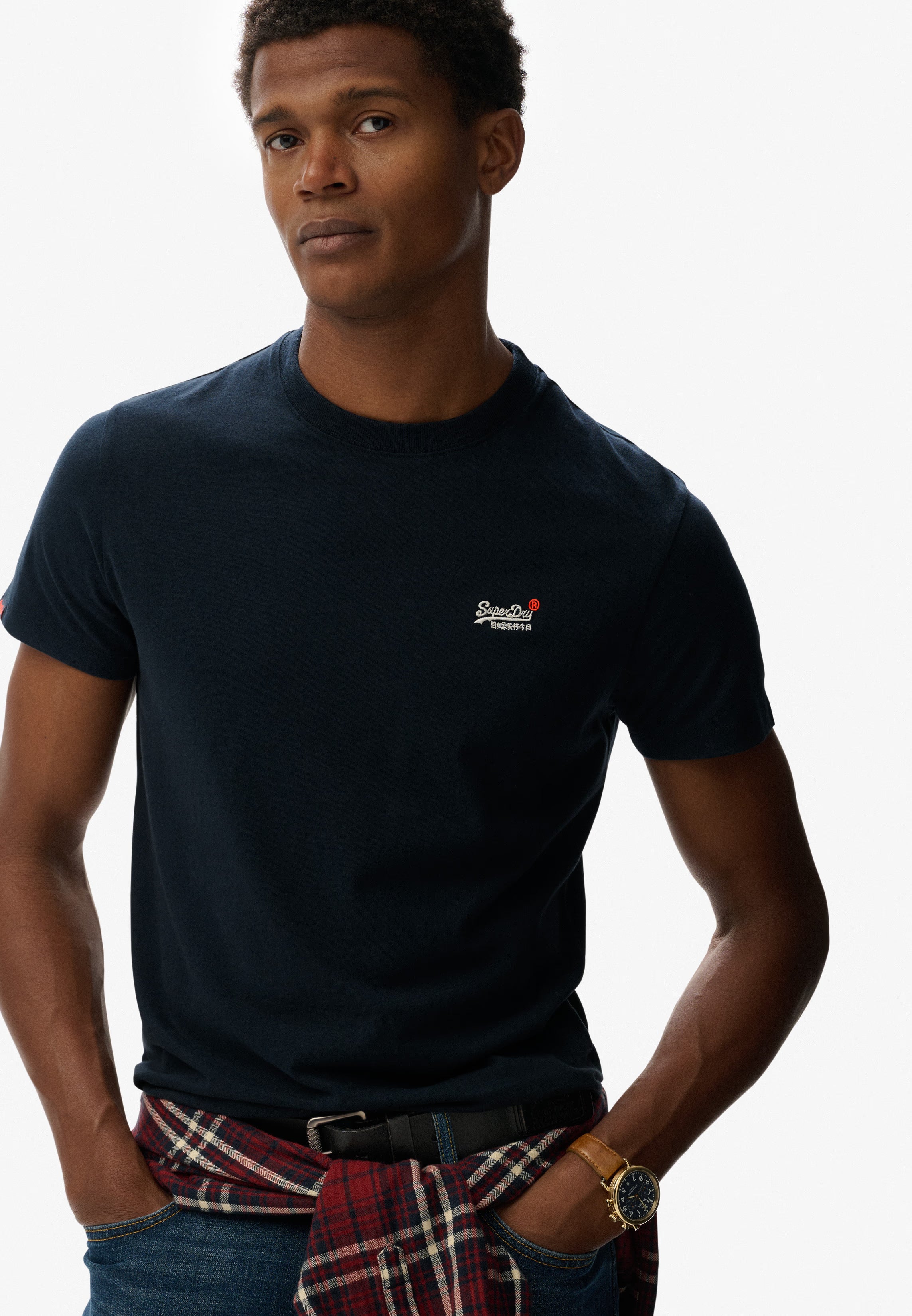 Superdry T-shirt Uomo Logo cotone manica corta navy blu