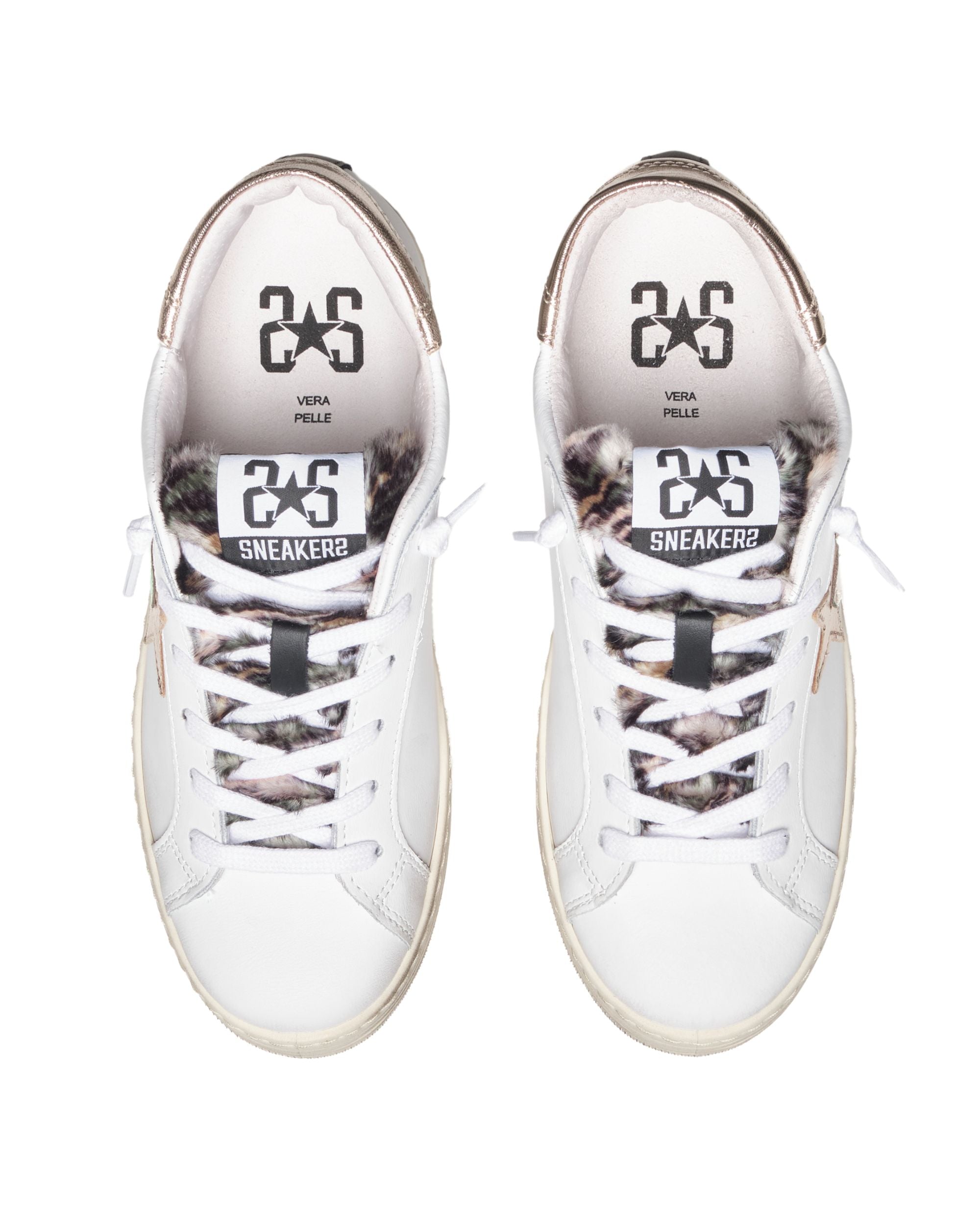 2Star Scarpe Sneaker Prime Star con Platform Tomaia in Pelle Bianco Donna