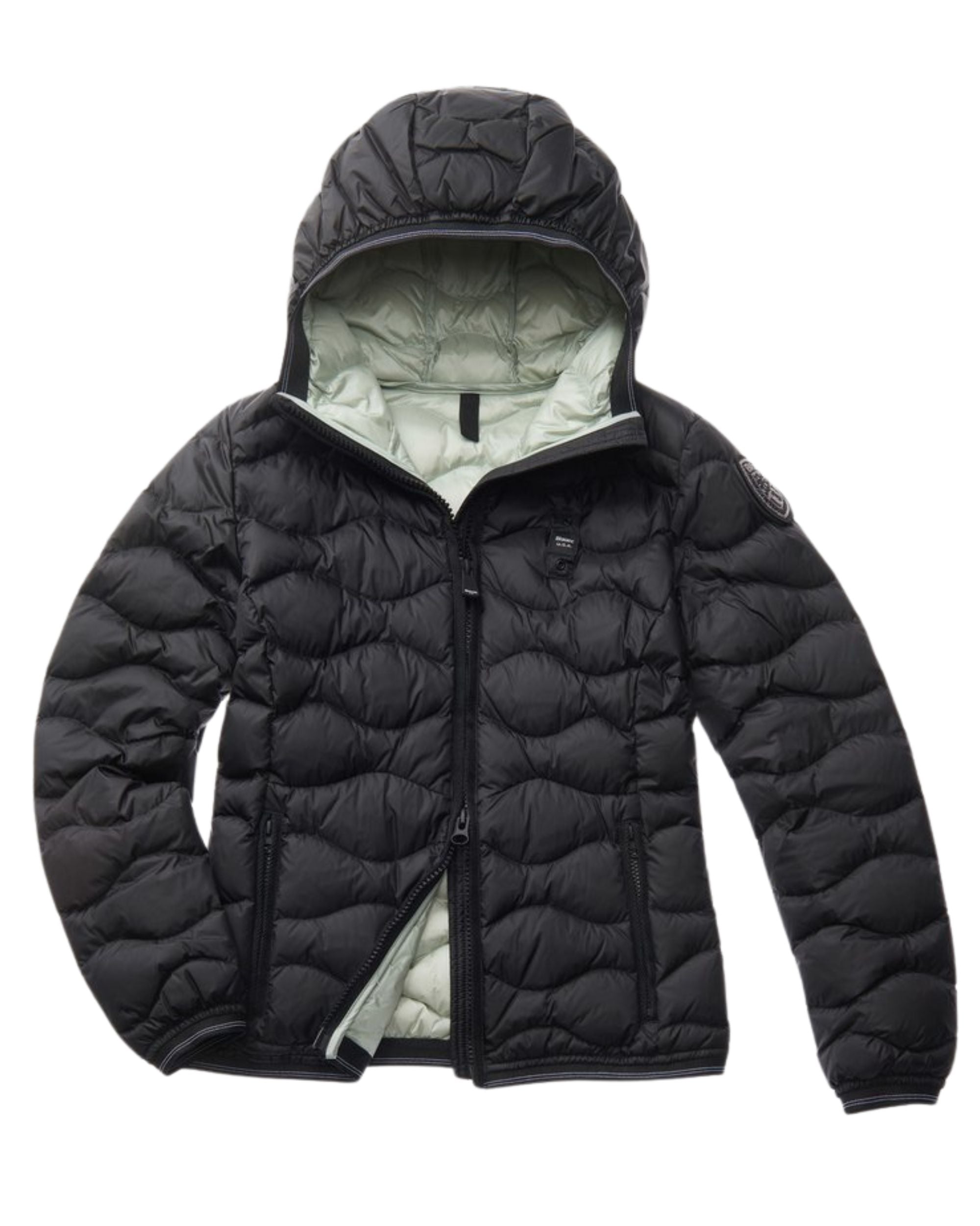 Blauer Giubbino Imbottito Camelia Nero Interno Bianco Donna