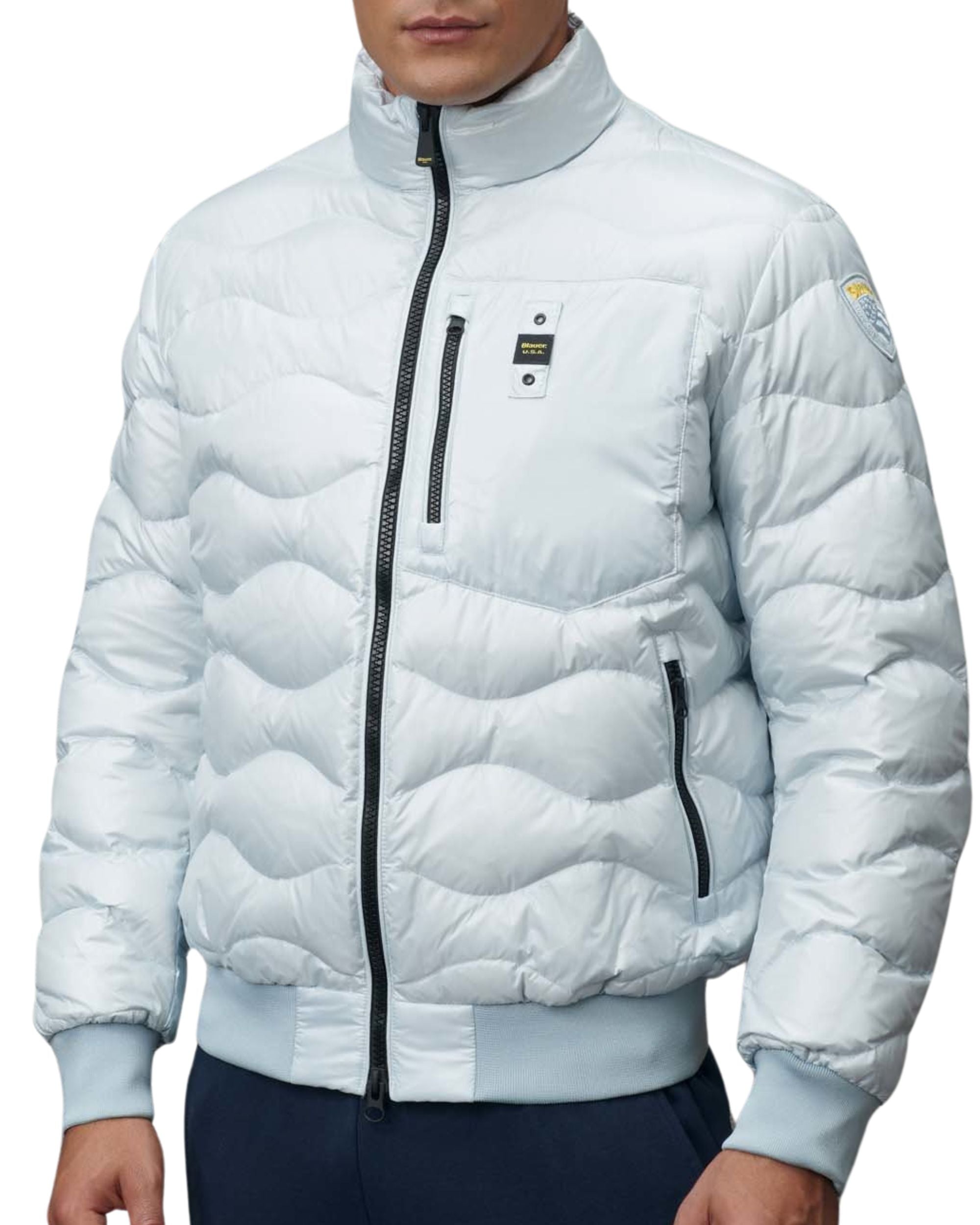 Blauer Giubbino Piumino con Fodera in Piuma Onda Azzurro Celeste Uomo