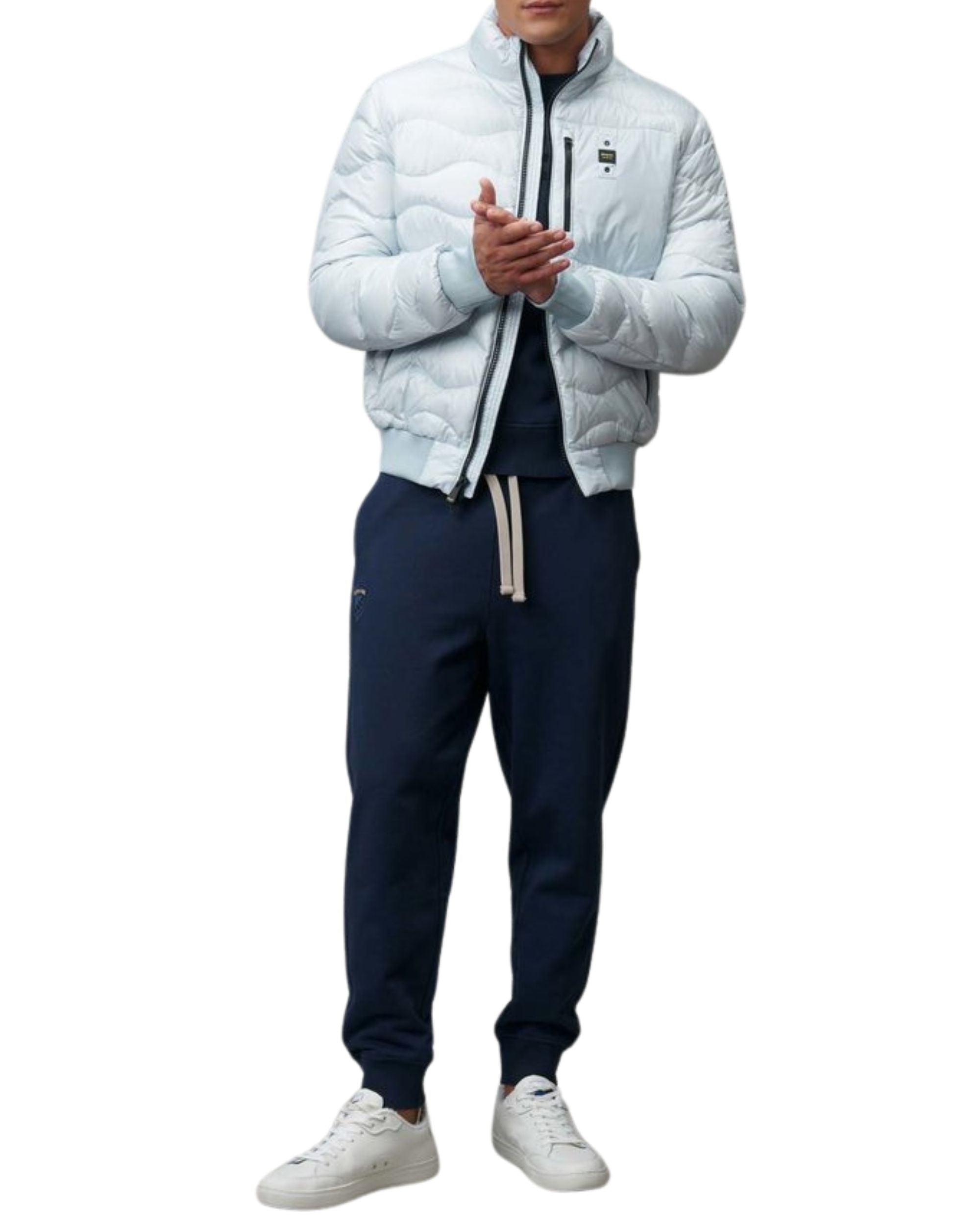 Blauer Giubbino Piumino con Fodera in Piuma Onda Azzurro Celeste Uomo