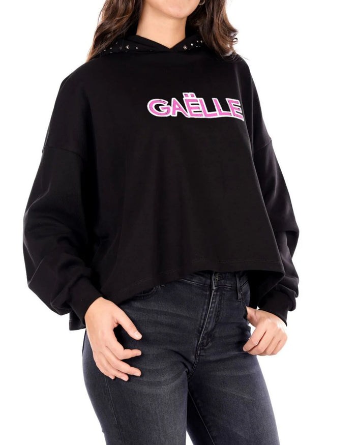 Gaelle Cropped Con Borchie Attorno Al Cappuccio Nero Donna 6