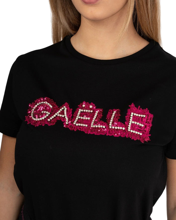 Gaelle Mezza Manica In Jersey Con Logo Ricamato A Mano Nero Donna 2