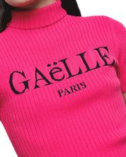 Gaelle Maglia A Coste Pullover Logo Big Viola Donna GAABW01293