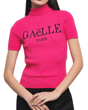 Gaelle Maglia A Coste Pullover Logo Big Viola Donna GAABW01293