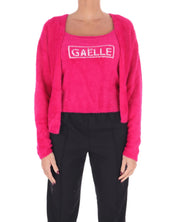 Gaelle Set cardigan e canotta Cropped Con Log fucsia