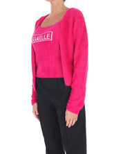 Gaelle Set cardigan e canotta Cropped Con Log fucsia