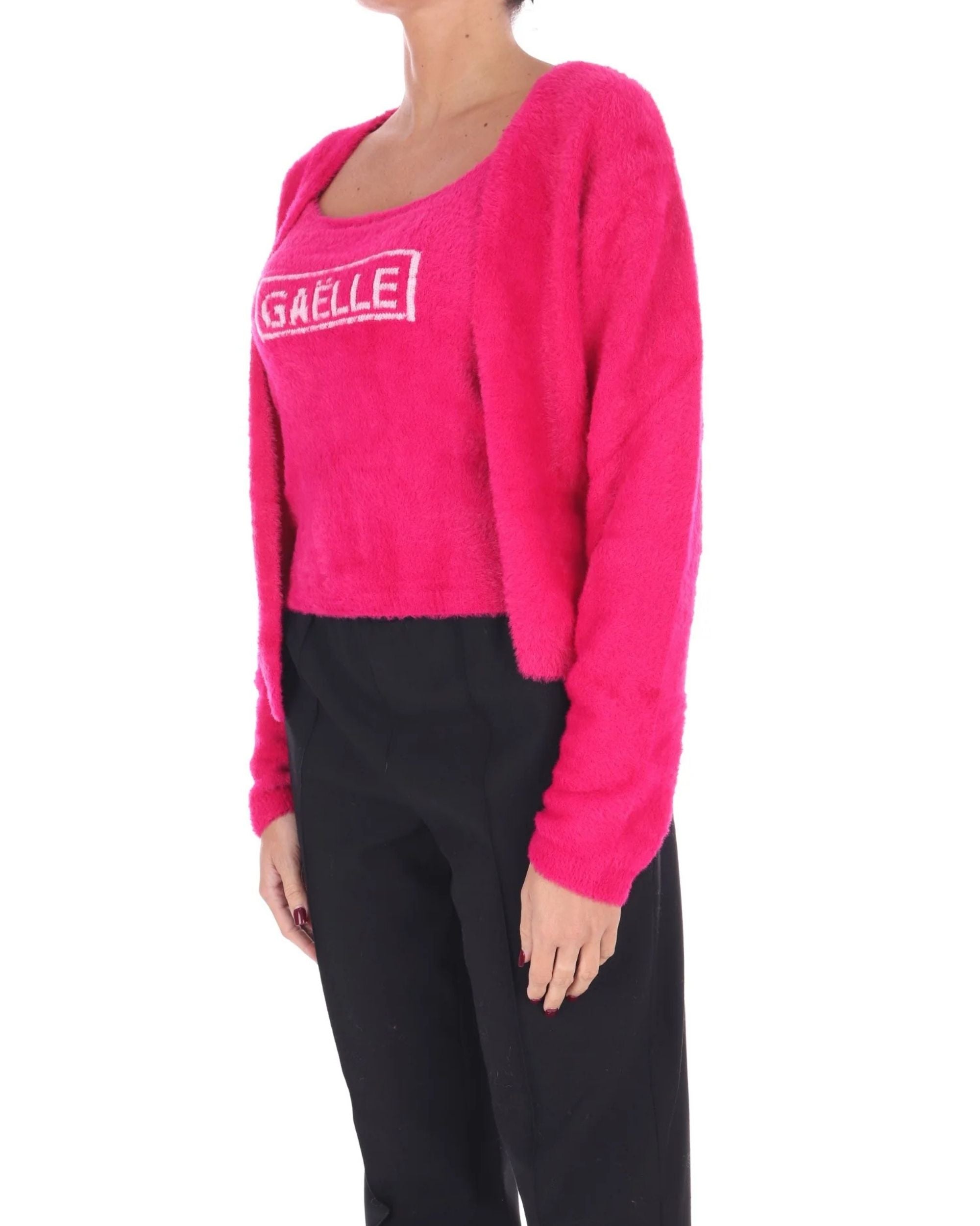 Gaelle Set cardigan e canotta Cropped Con Log fucsia