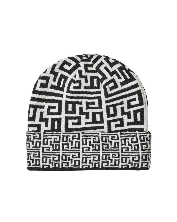 Gaelle Jacquard Fantasia Lettering Berretto Beanie Bianco Unisex 1