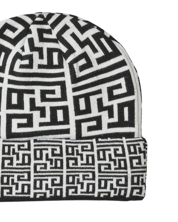 Gaelle Jacquard Fantasia Lettering Berretto Beanie Bianco Unisex-2