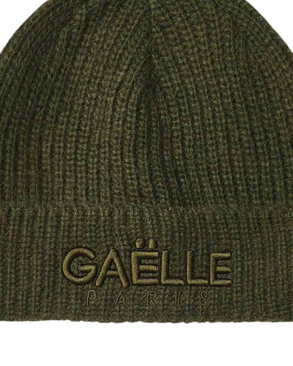 Gaelle Beanie Maglieria Con Risvolto E Logo Ricamato Verde Unisex-2