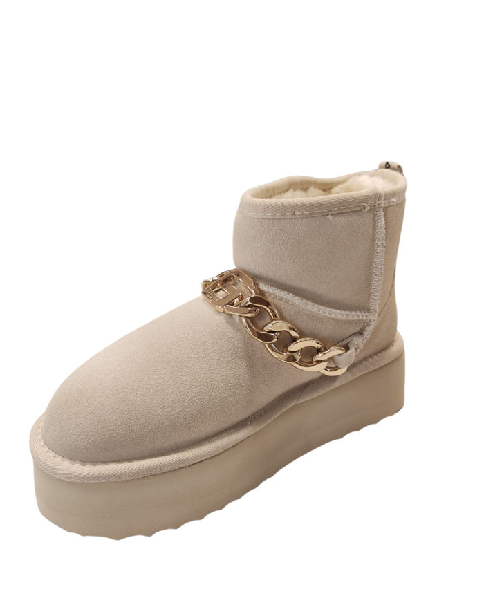 Gaelle Eskimo Boot Con Pelliccia E Catena Decorativa Bianco Donna 4