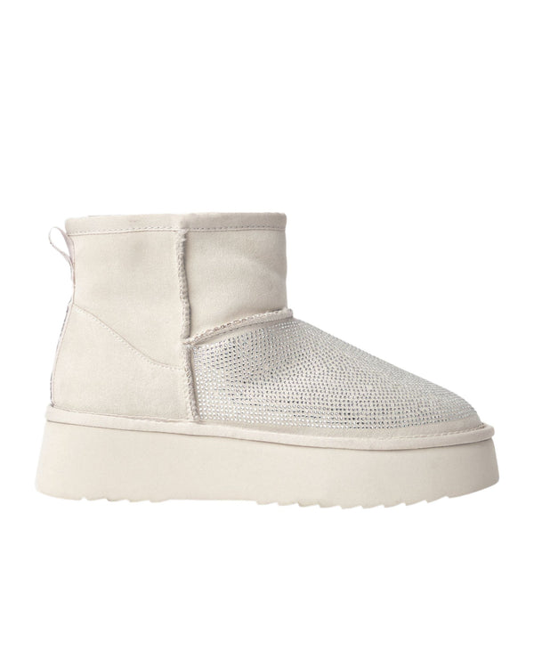 Gaelle Eskimo Boot Con Pelliccia E Applicazione Strass Bianco Donna