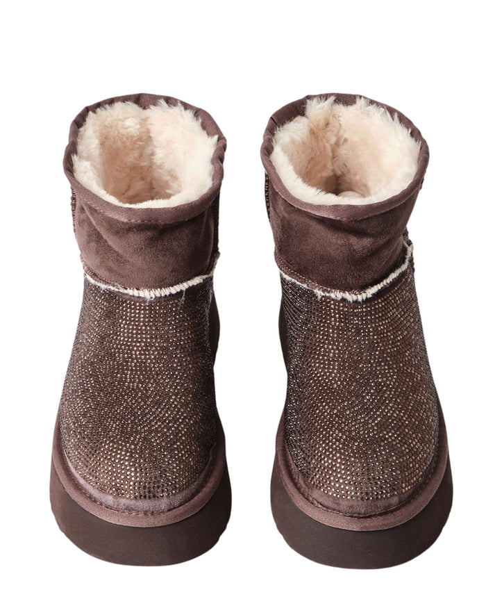 Gaelle Eskimo Boot Con Pelliccia E Applicazione Strass Marrone Donna 4