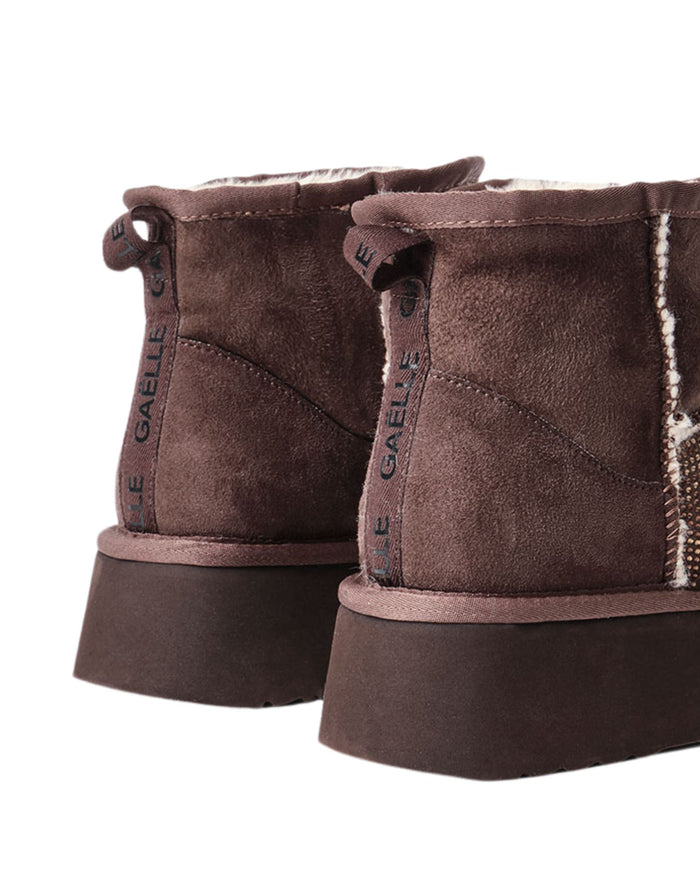 Gaelle Eskimo Boot Con Pelliccia E Applicazione Strass Marrone Donna 5