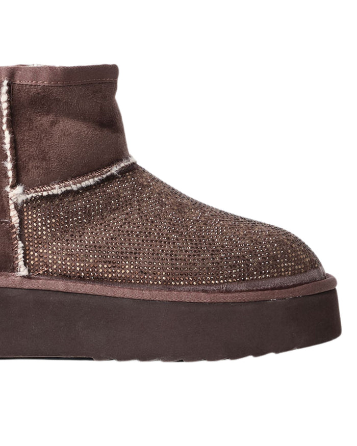 Gaelle Eskimo Boot Con Pelliccia E Applicazione Strass Marrone Donna 6