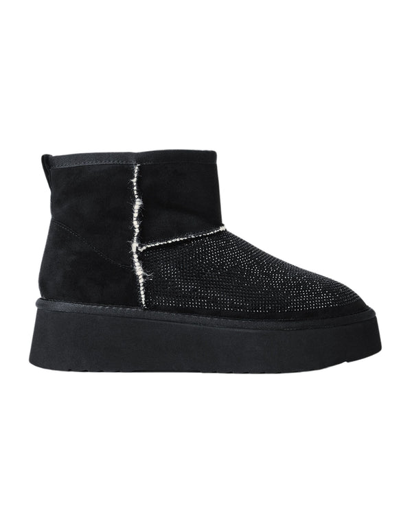 Gaelle Eskimo Boot Con Pelliccia E Applicazione Strass Nero Donna