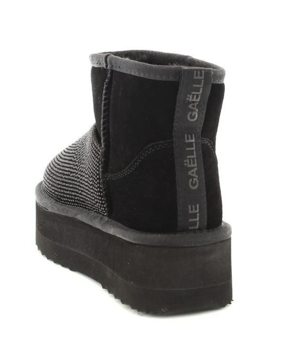 Gaelle Eskimo Boot Con Pelliccia E Applicazione Strass Nero Donna-2