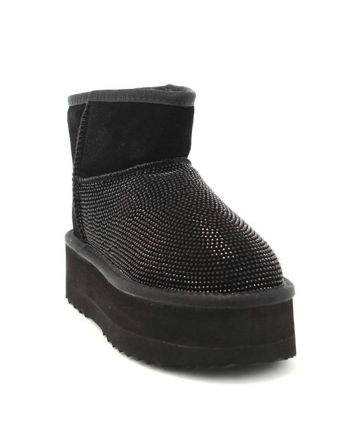 Gaelle Eskimo Boot Con Pelliccia E Applicazione Strass Nero Donna 4