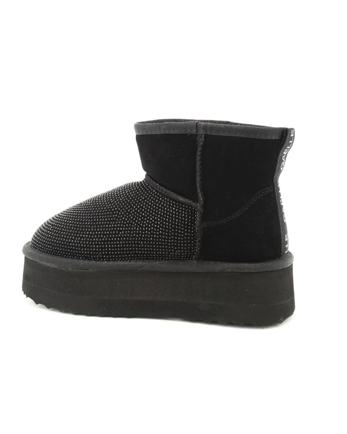 Gaelle Eskimo Boot Con Pelliccia E Applicazione Strass Nero Donna 5