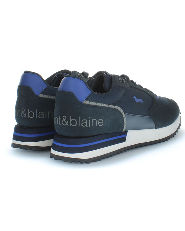 Harmont&blaine Sneaker Casual In Pelle Scamosciata Blu Uomo-2