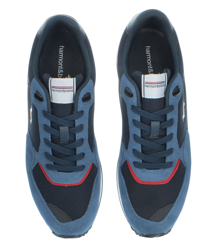 Harmont&blaine Sneaker Casual In Pelle Scamosciata Blu Uomo 3