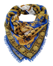 Versace Foulard Stola Pashmina Scialle Blu Donna