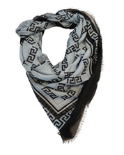 Versace Foulard Stole Pashmina Shawl Cashmere Blend Grey Women