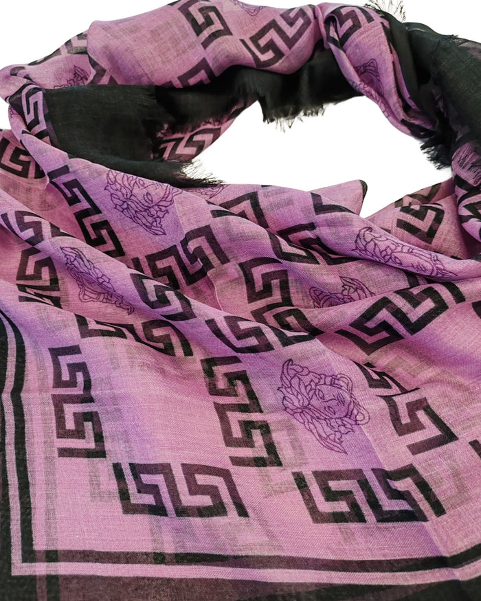 Versace Foulard Stola Pashmina Scialle Misto Cashmere Rosa Donna 4