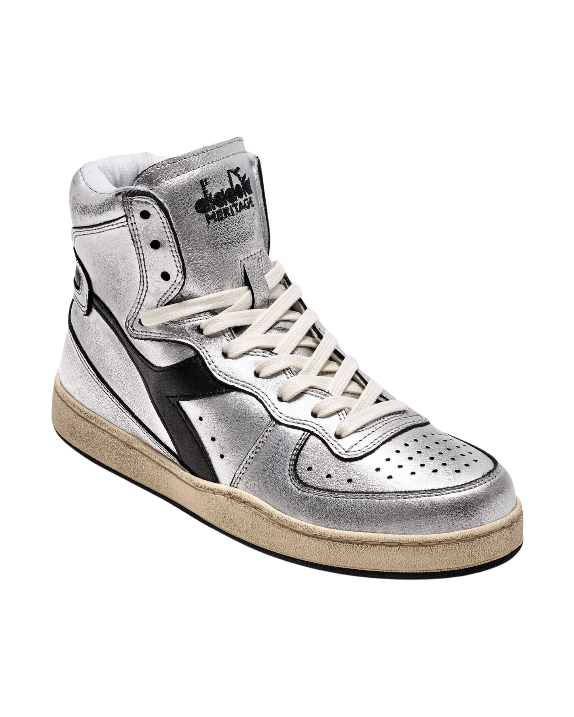 Diadora Heritage Pelle Premium Stone Wash Ceratura Naturale Argento Donna