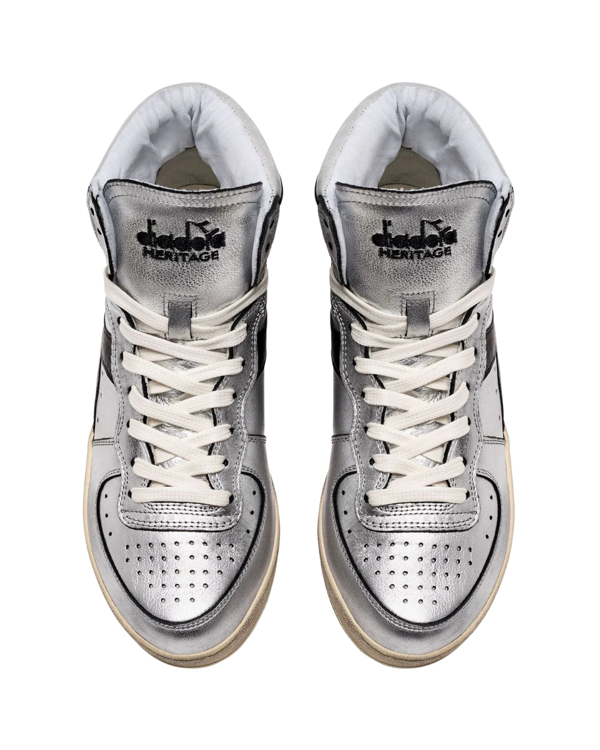Diadora Heritage Pelle Premium Stone Wash Ceratura Naturale Argento Donna