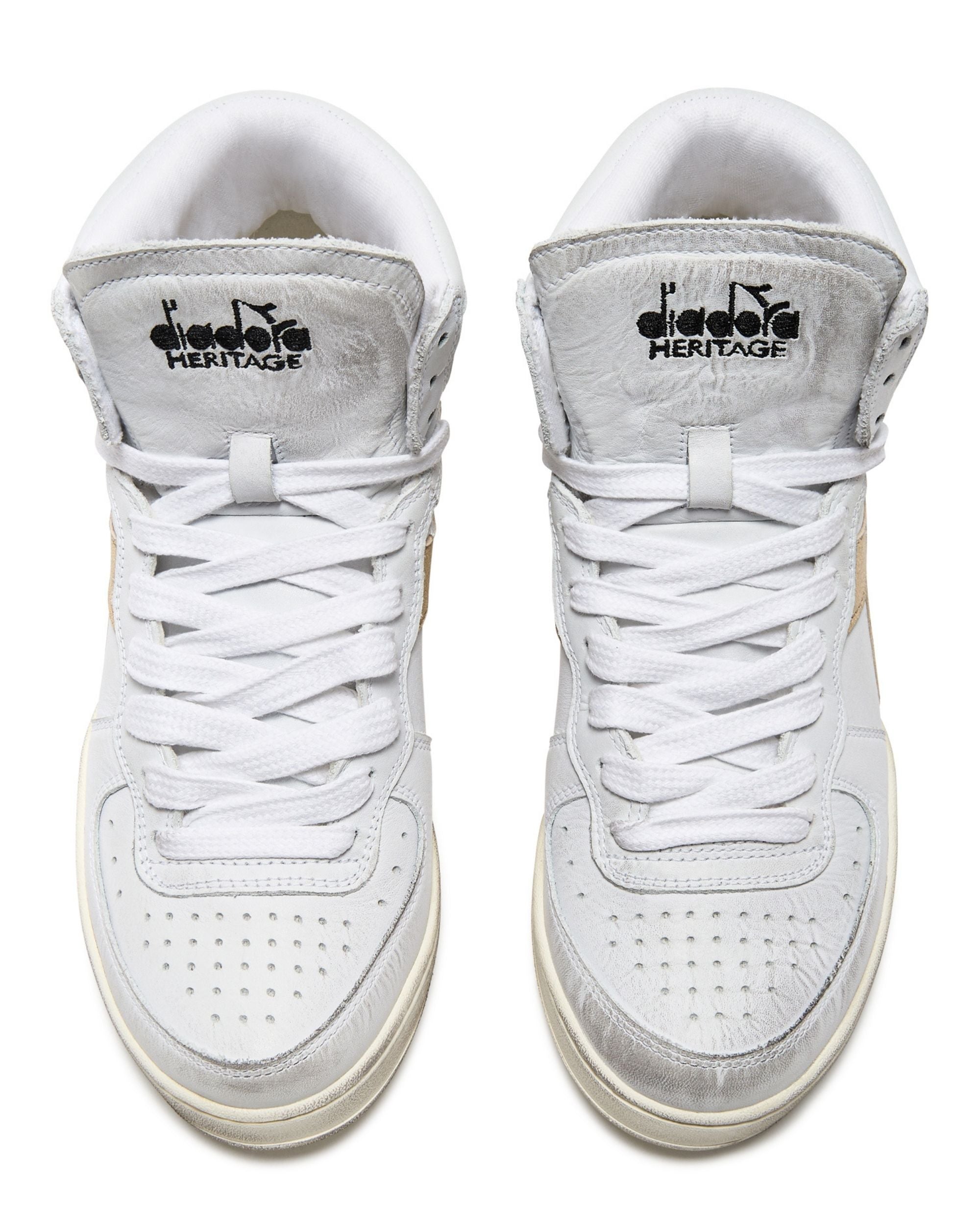 Diadora Heritage Pelle Premium Stone Wash Ceratura Naturale Bianco Donna