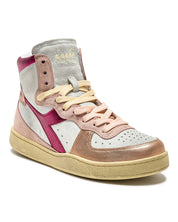 Diadora Heritage Sneaker Basket Metal Used Tomaia In Pelle Effetto Used Bianco Rosa Donna