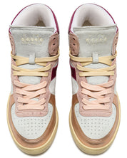 Diadora Heritage Sneaker Basket Metal Used Tomaia In Pelle Effetto Used Bianco Rosa Donna