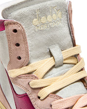 Diadora Heritage Sneaker Basket Metal Used Tomaia In Pelle Effetto Used Bianco Rosa Donna