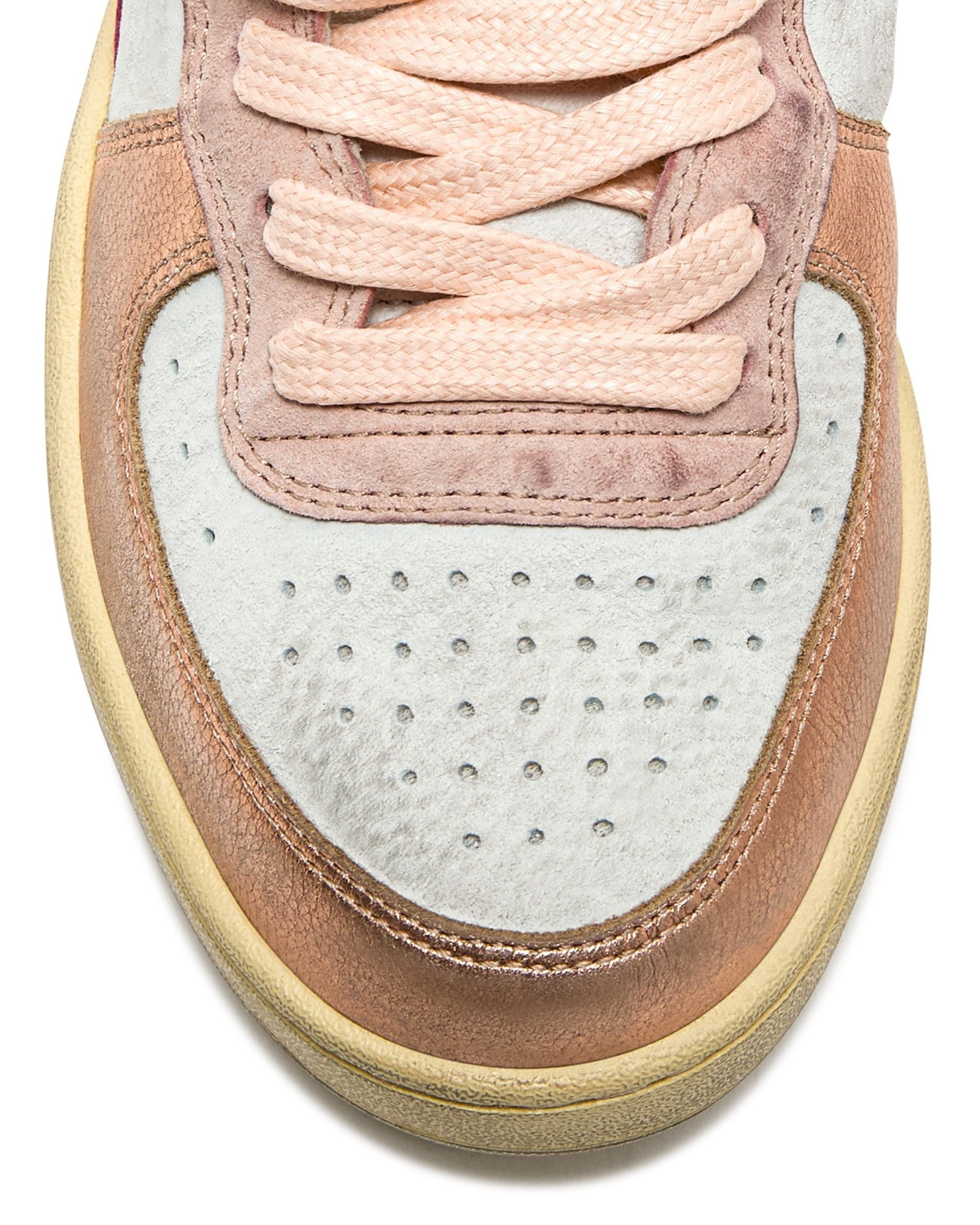 Diadora Heritage Sneaker Basket Metal Used Tomaia In Pelle Effetto Used Bianco Rosa Donna