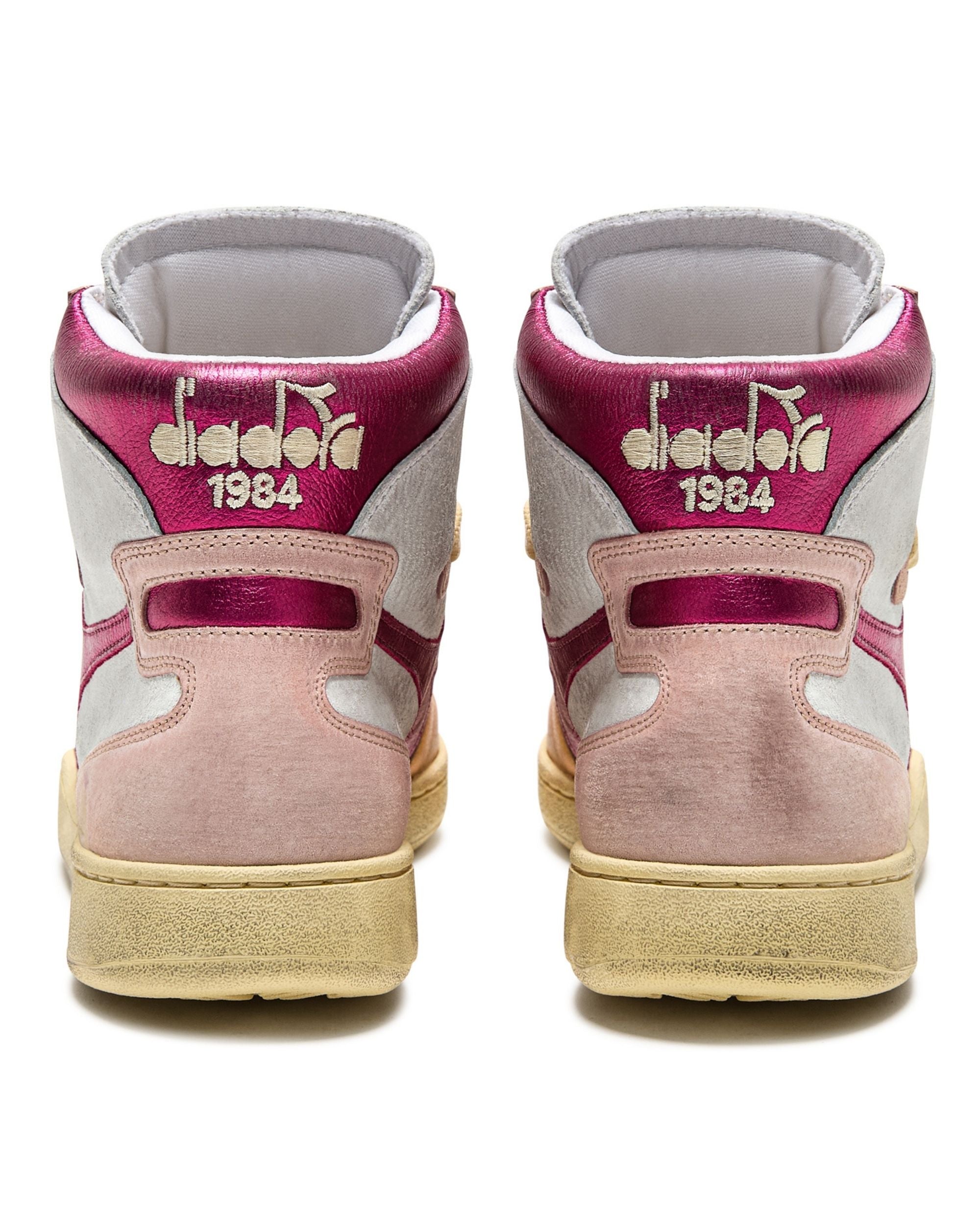 Diadora Heritage Sneaker Basket Metal Used Tomaia In Pelle Effetto Used Bianco Rosa Donna
