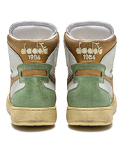 Diadora Heritage Sneaker Basket Metal Tomaia In Pelle Effetto Used Bianco Verde Donna 178889