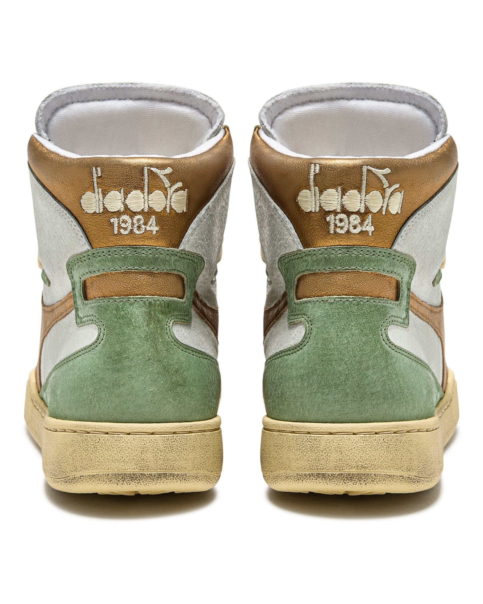 Diadora Heritage Sneaker Basket Metal Tomaia In Pelle Effetto Used Bianco Verde Donna 178889